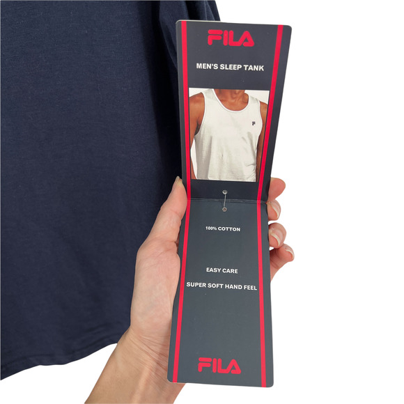 Fila Mens Navy Blue Super Soft Touch Sleep Tank - Picture 8 of 13